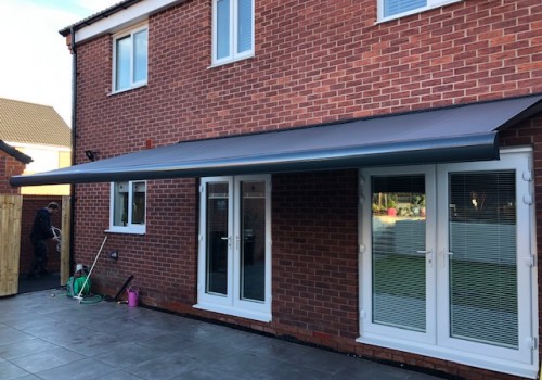Dark Grey Plain Awning with Anthracite profile