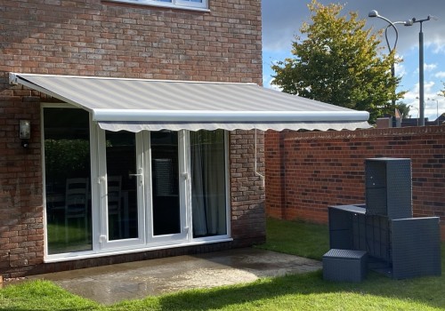 Grey Striped Patio Awning