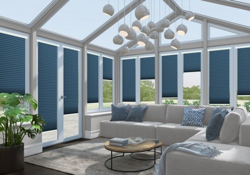 Modern Conservatory Blue Pleated Blinds